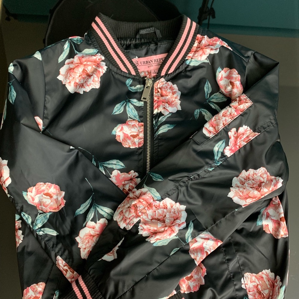 Black with Pink Roses windbreaker